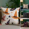 Halloween Witch Hat Pillow Case Plush Fabric Soft Double Sided Print Sofa Cushion Cover Throw Pillow Covers