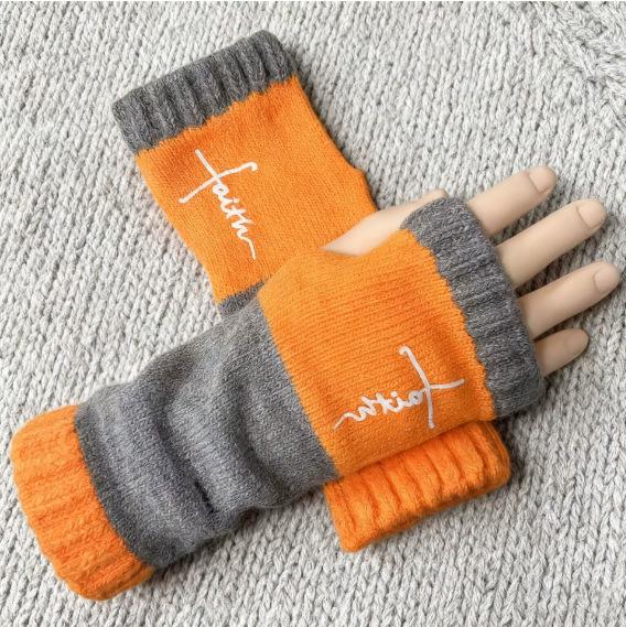 Damen Herbst/Winter Mode Gestrickte Bestickte Handschuhe