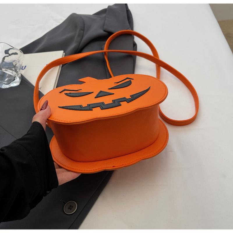 Pumpkin Crossbody Bag For Women Pumpkin Shoulder Bag Female Halloween Bag Pu Leather Demon Messenger Bag Halloween Shopper Bag