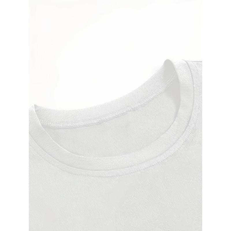 Plus Size, Plus-size T-shirt with Strawberry Print, White Short-sleeve Round-neck Printed T-shirt - Machine Washable, Casual Style