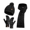 3Pcs Winter Warm Knit Beanie Hat Touchscreen Gloves Scarf Set for Women Men Skiing Skating Camping Driving Outdoor Sports Gifts