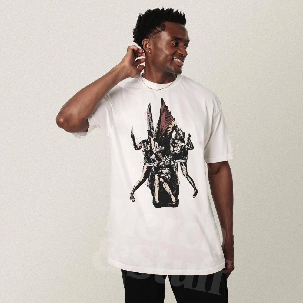 Grunge Horror Video Game Tee 90s Y2K Silent Pyrmaid Head TShirt Clothing Graphic Short Sleeve Shirt Unisex Unisex Women AllSeason S