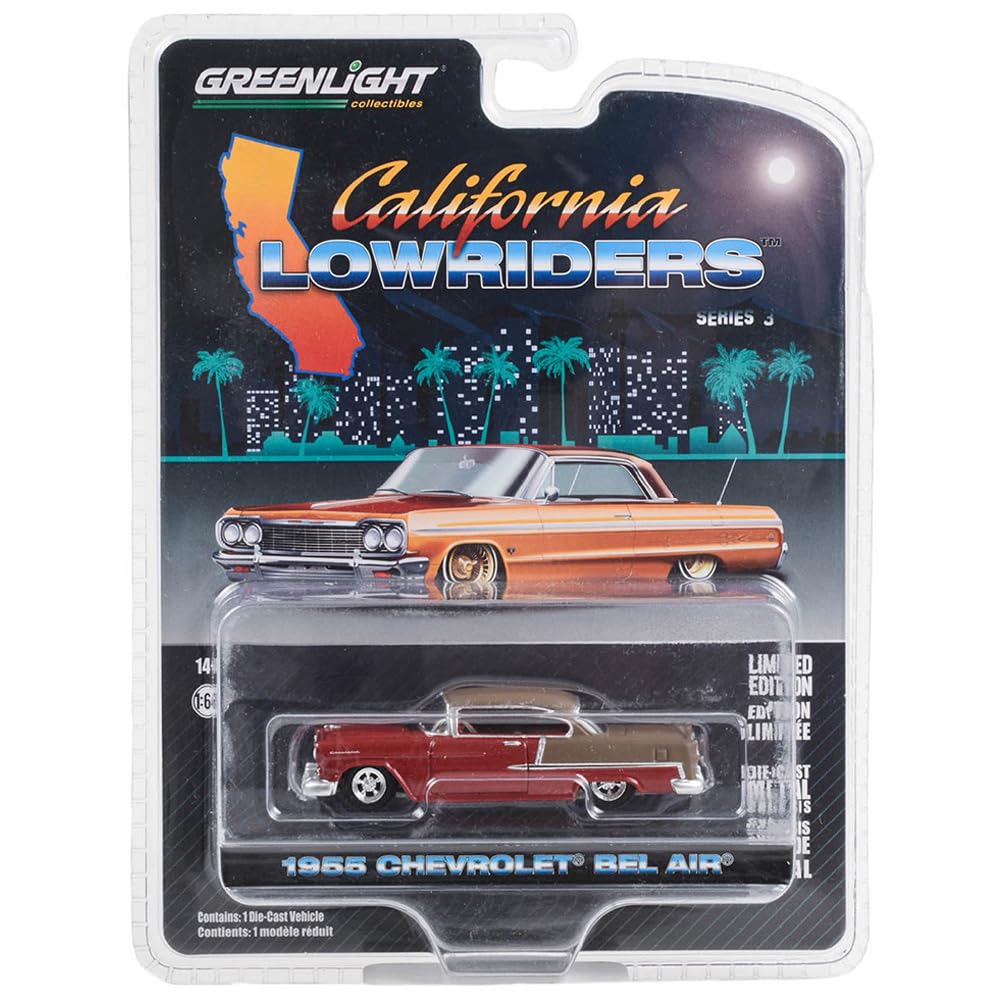 GREENLIGHT Scale California Lowriders Series 3 1955 Chevrolet Bel Air Matte 164 - (Ruby & Bronze)