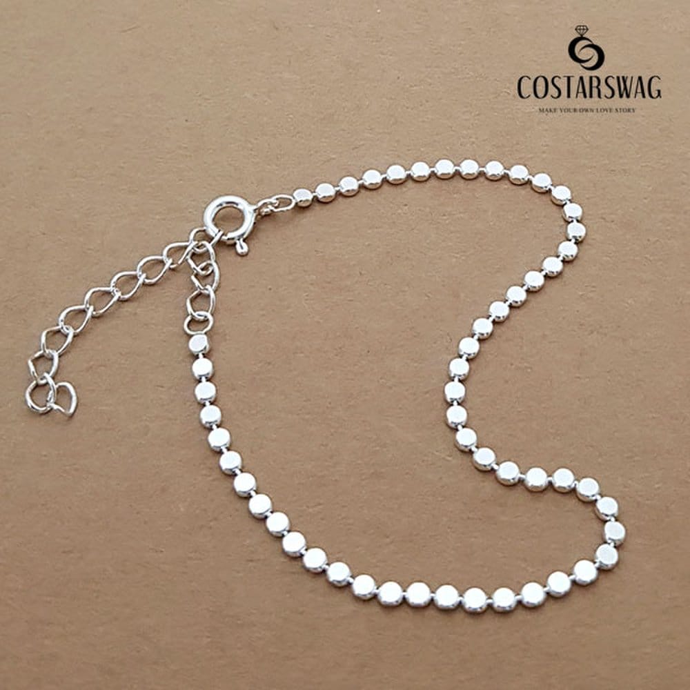 Genuine 925 Silver Flat Ball Chain Silver Bracelet