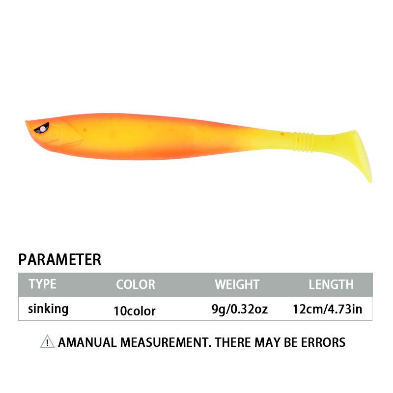 10PCS 12cm 9g Soft Tail Lure for Sea Fishing Artificial Bait Shrimp Oil Lure T Tail Design Fishing Lures for Sea