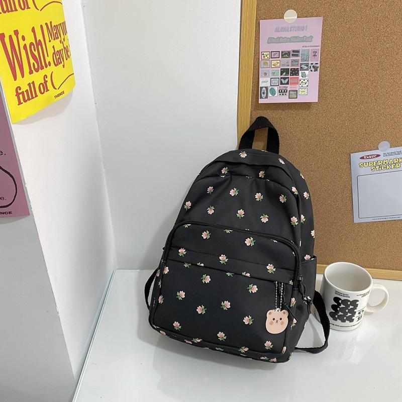 Women ins small floral backpack girls junior high school college students school bag