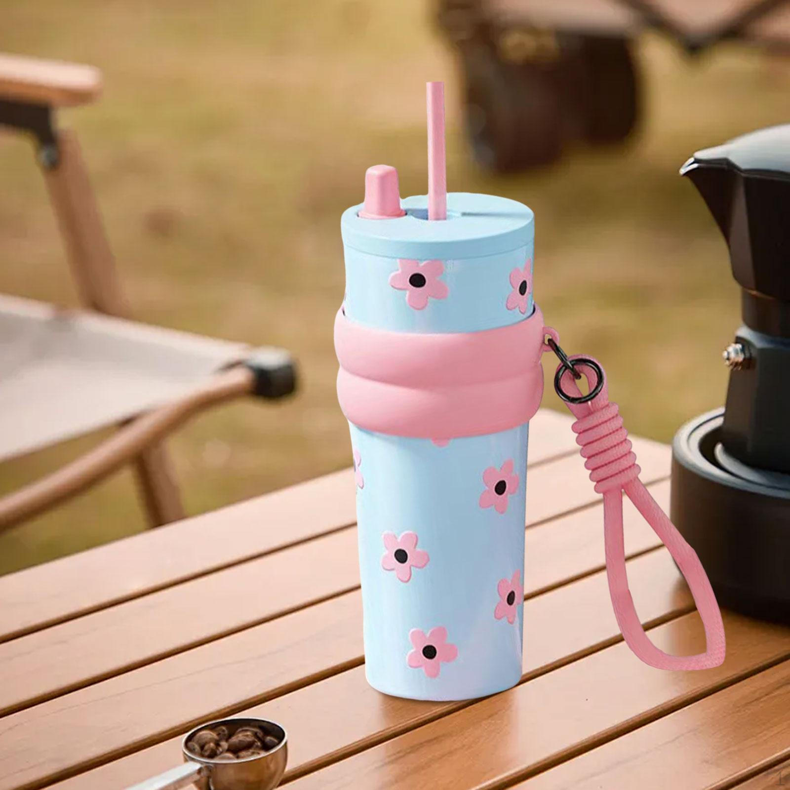 

Изолированная бутылка для воды 710 мл, питьевой стакан из нержавеющей стали для поездок, офиса Blue Flower