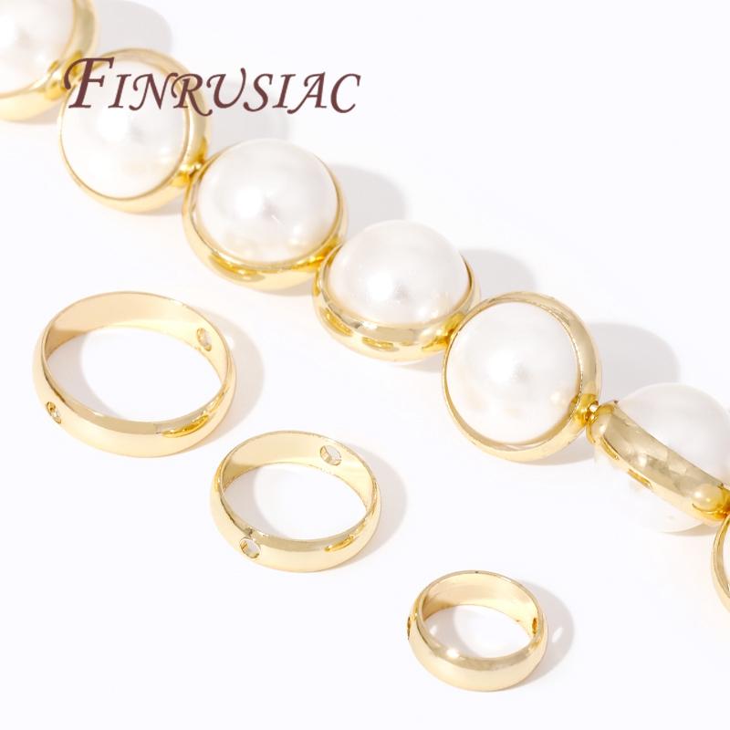 Multi Types 14K/18K Gold Plated Round Bead Frame,Brass Metal Circle Frame Connectors Spacers Beads,DIY Beading Jewelry Making