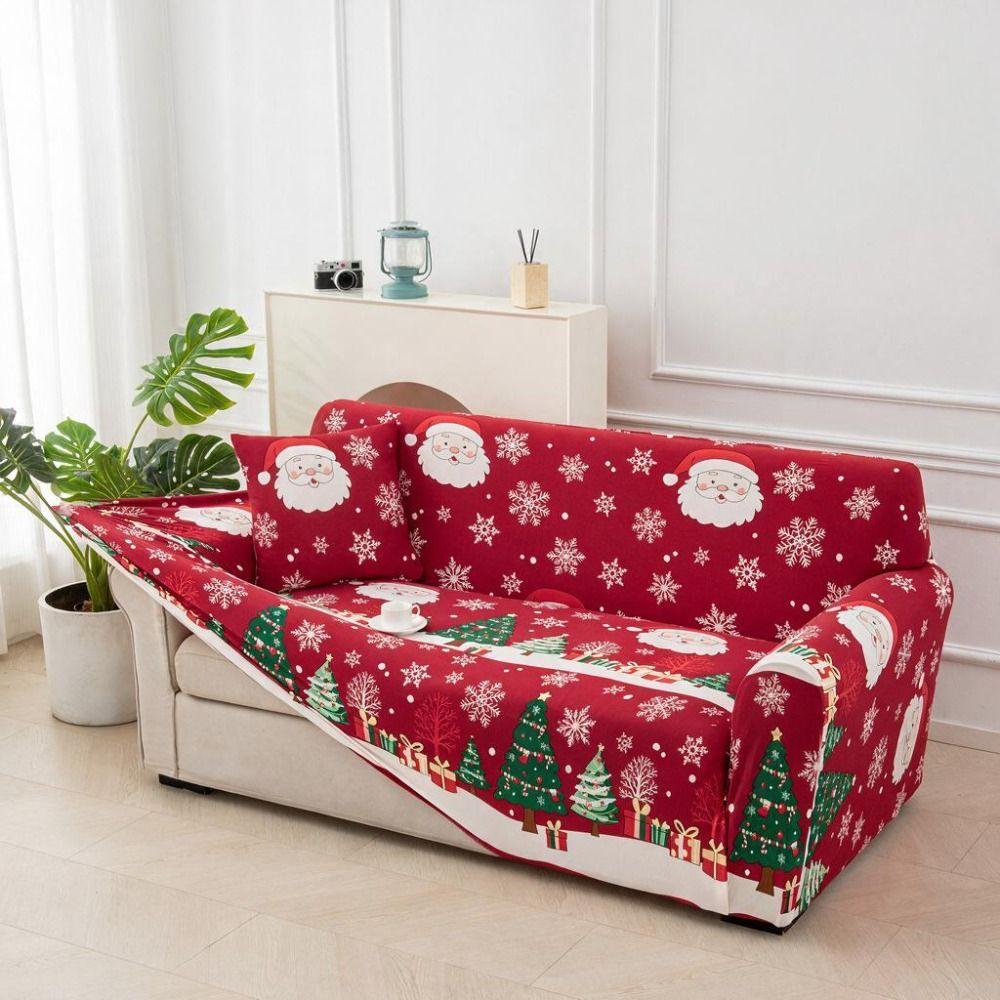 All-inclusive Christmas Sofa Cover Elastic Furniture Protector Sofa Slipcover  Living Room
