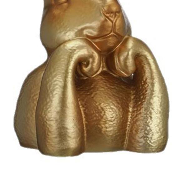 Easter Bunny Figurine Golden Resin Rabbit Statue Cute Bunny Holding Face Tabletop Ornament for Spring Tiered Tray Shelf Table Centerpiece
