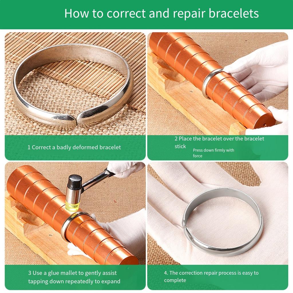 Fashionable Jewelry Tool Set Including Wood Bracelet Mandrel and Versatile Rubber Hammer for Artistics Casual Use