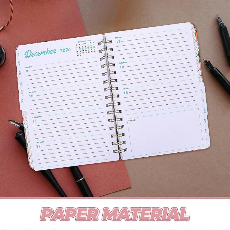 Pink 2024-2025 Weekly Monthly Planner for Writing Use with Index Tabs