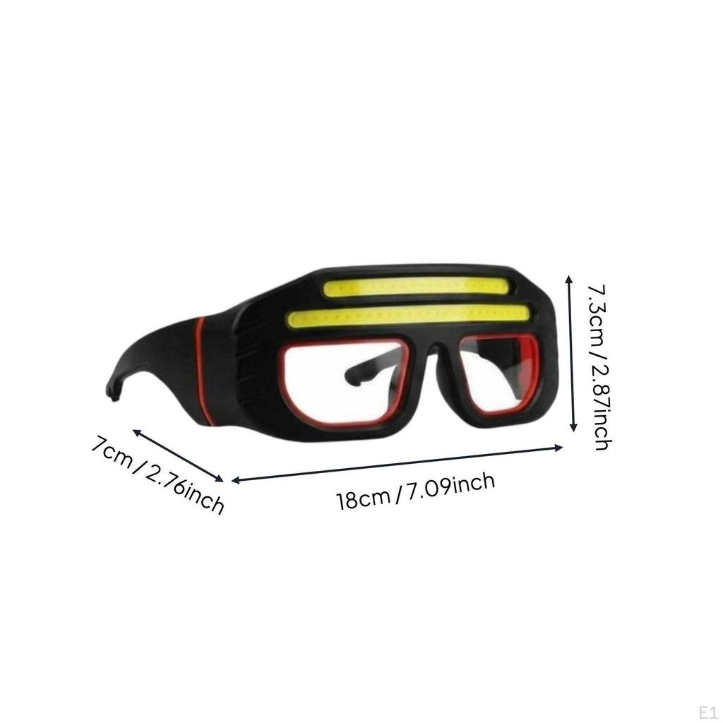COB Headlight Glasses MultiUse Hands Impact Resistant for Night Fishing, Camping,