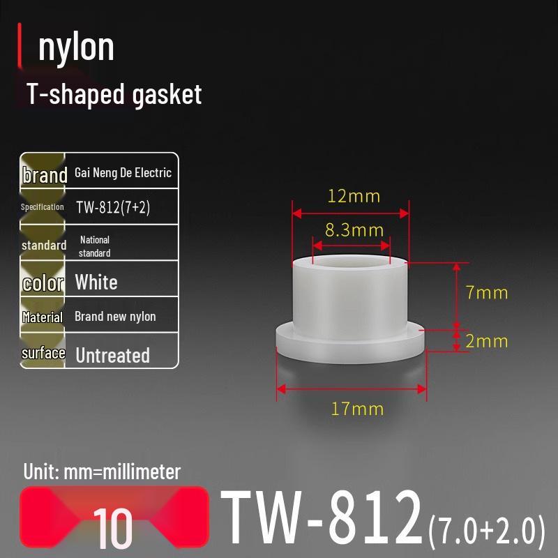 T-shaped Nylon Gasket Ring Screw Shaft Sleeve, Round Concave-Convex Insulation Pad, M2-M35