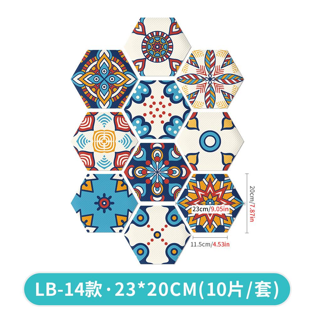 10Pcs Hexagon Floor Stickers PVC Self Adhesive Waterproof and Slip-resistant Wall Sticker For Bathroom Kitchen Wall Ground Decal