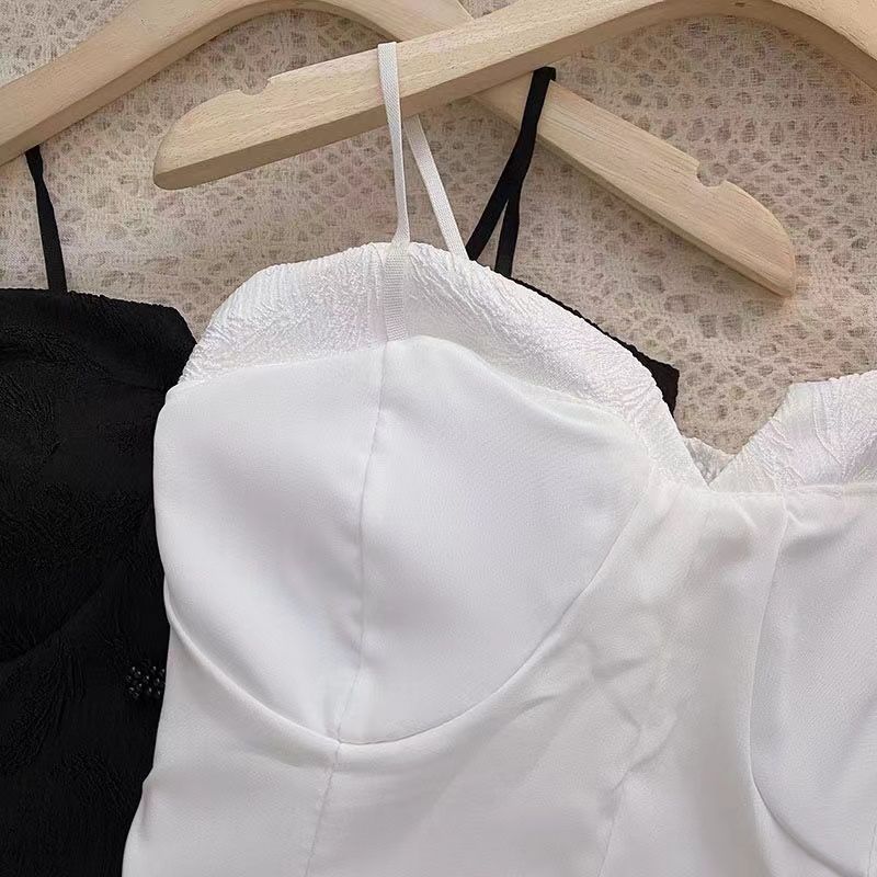 Retro Cheongsam Camisole Vest with Chest Cushion Slim Fit and Beautiful Back Sleeveless Short Vest Top for Women