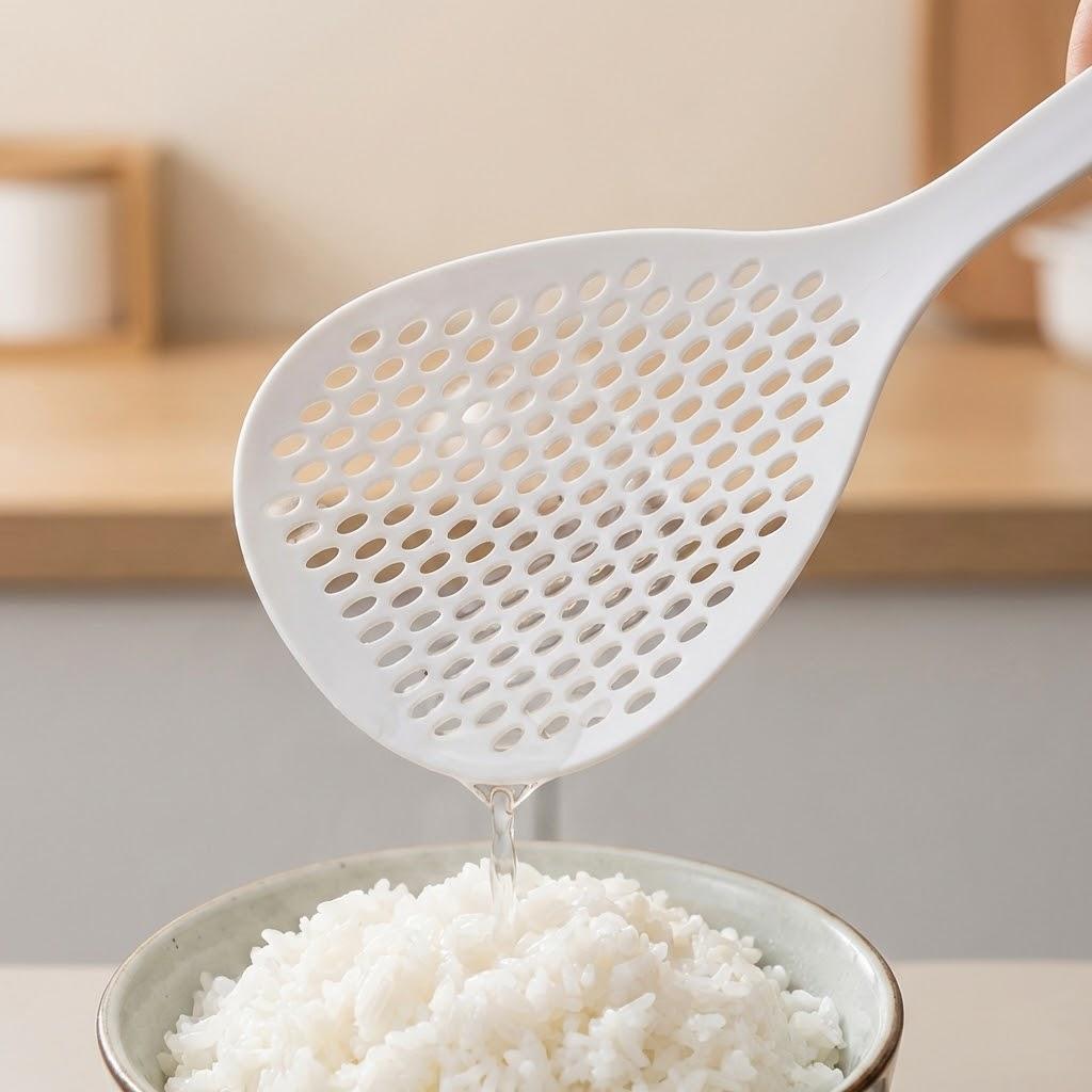 

Large Slotted Colander Spoon Long Handle Kitchen Strainer Tool for Pasta and Vegetables Cooking Essential білий