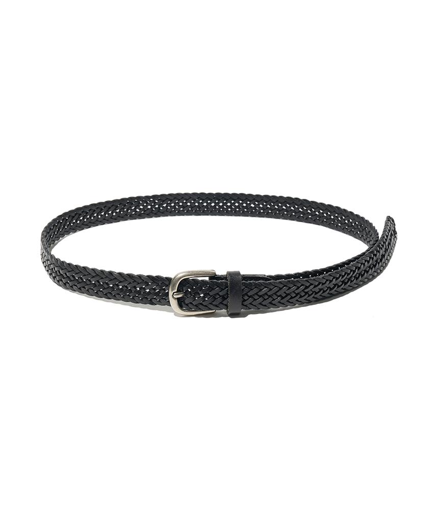 PARTIMENTO Braided Lambskin Belt Black