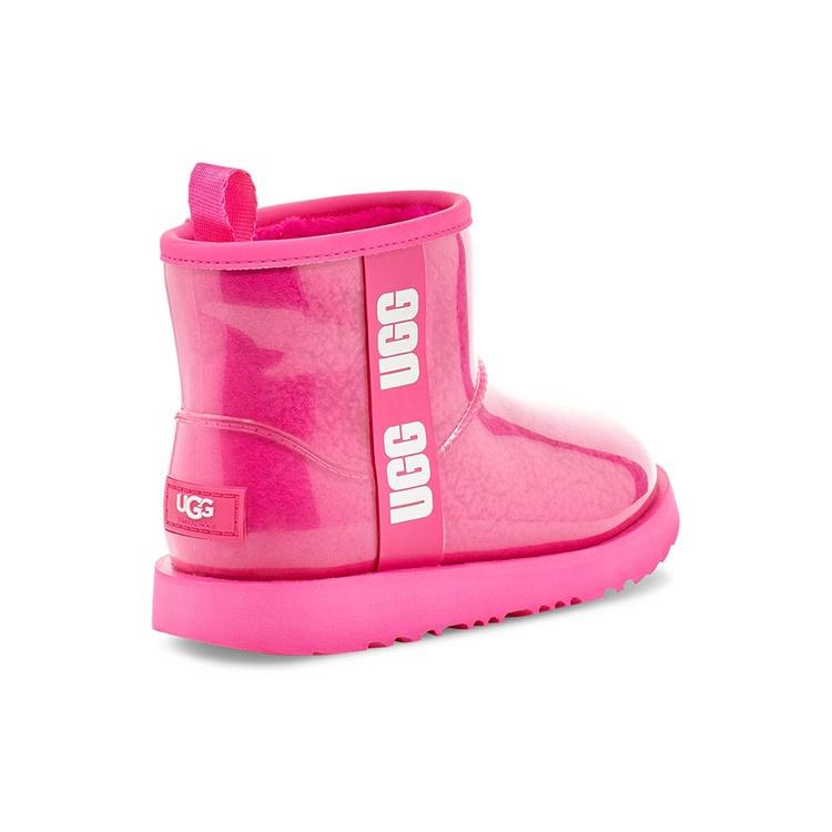 UGG Classic Clear Mini II Large LOGO Fleece Lined Big Boys Pink Red Kids' 1112386K-RCR