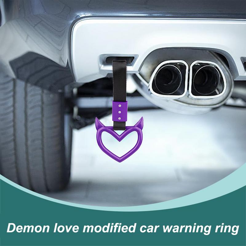 Rear Bumper Warning Ring Ring Devil Heart-Shaped Car Hand Strap Creative Unique Easy To Install Rear Bumper Warning Ring For Car