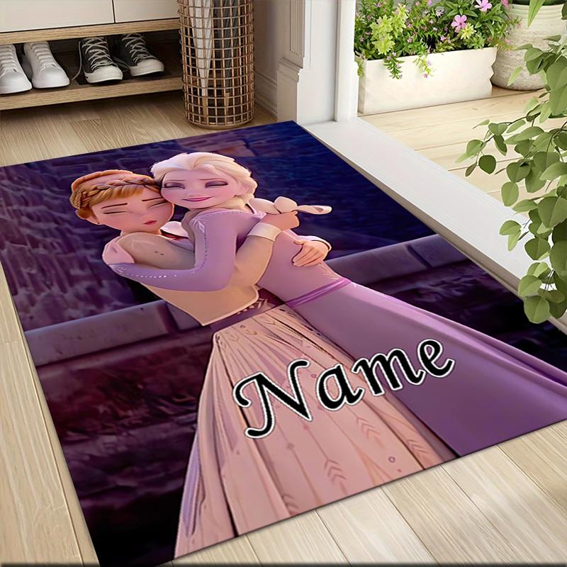 Custom Name Frozen Sisters Embrace Carpet Rug Customizable Soft Washable Anti-Slip Home Living Room Sofa Mats Personalized Rug. 0909282