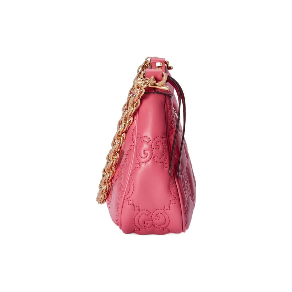 Gucci GG Matelassé Logo Chain Canvas Backpack Leather Mahjong Bag Shoulder Bag Tote Bag Women Bags Gold Pink 735049-UM8HG-8550