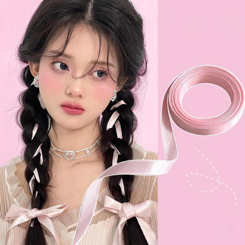 2M Geflochtenes Band Haarband Band Seidenhaargummi Stirnband Weibliche Schleife Twist Haarseil Pferdeschwanzhalter Haarschmuck