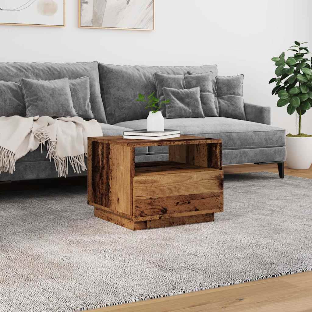 Vidaxl Coffee Table With LED Lighting, Old Wood, 50X49X40 Cm