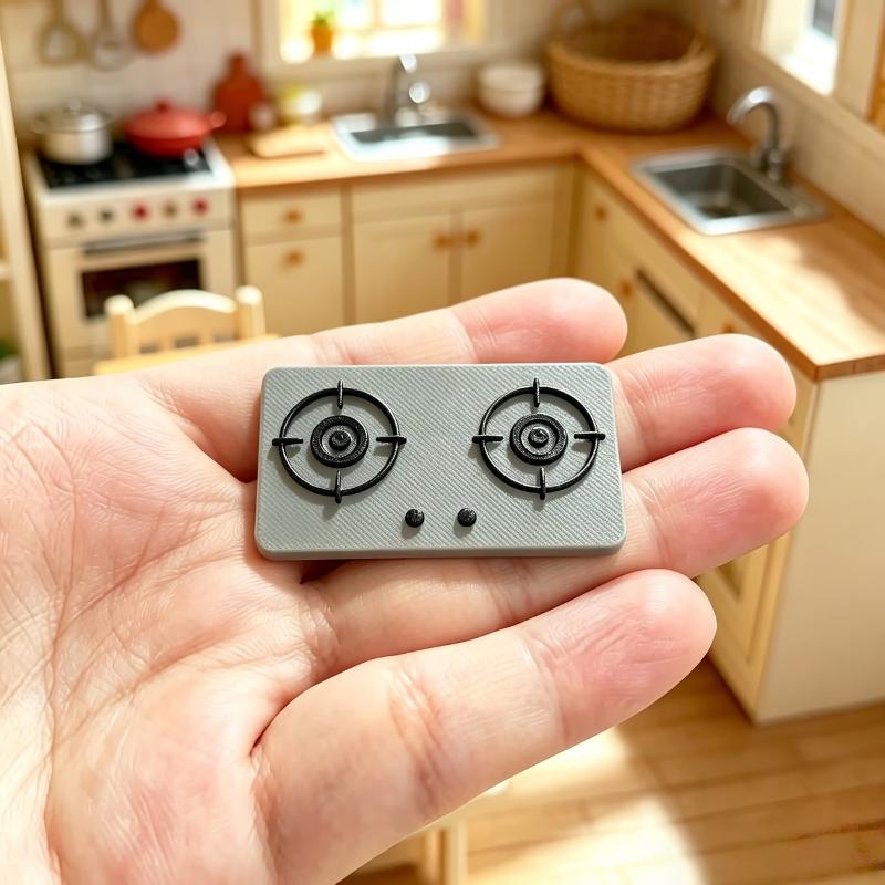 Miniature Gas Stove Model Dollhouse Kitchen Scene Decoration Dollhouse Sand Table Photo Props Pretend Play Toys