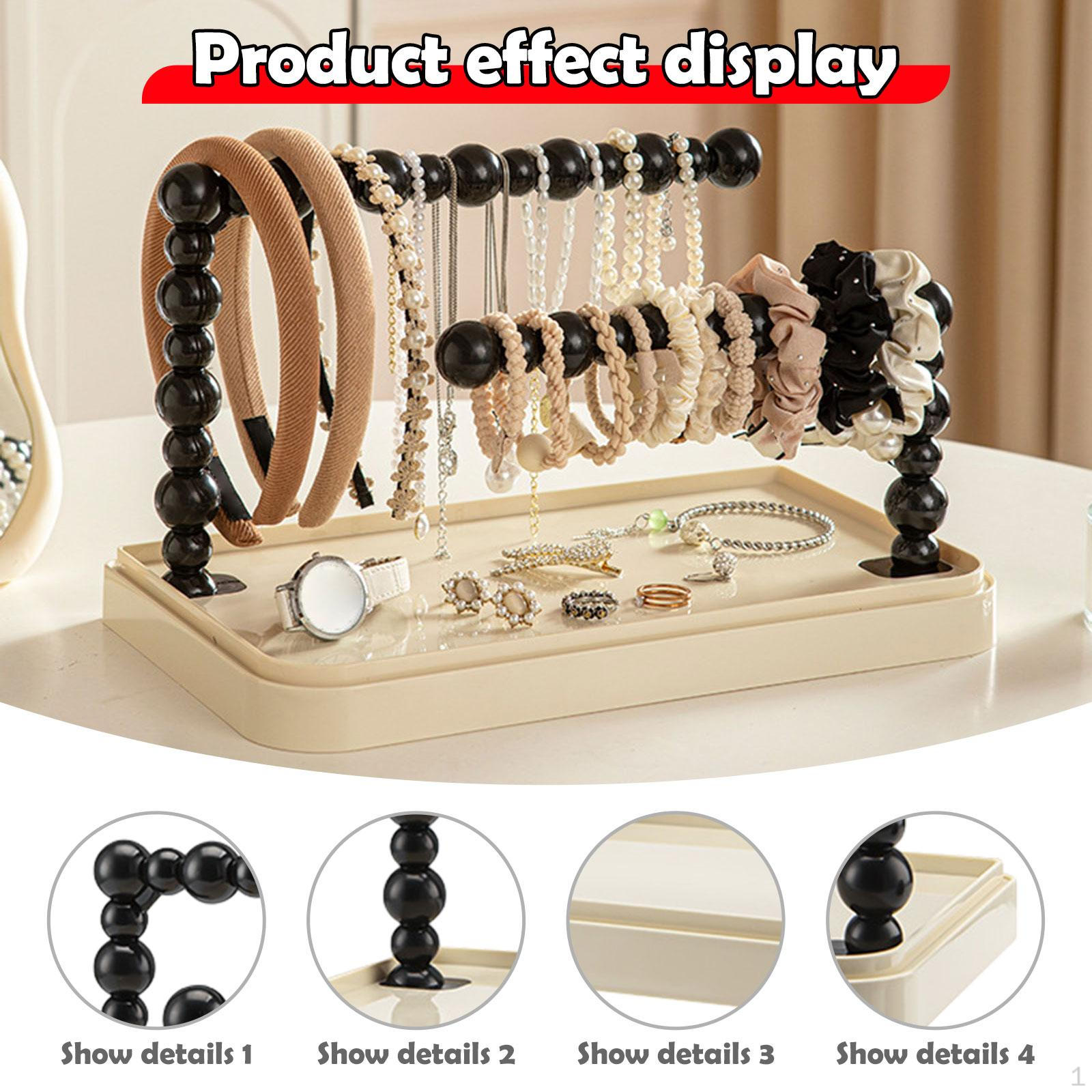 

2 Tier Headband Holder Hair Accessories Display Desktop Vesatile Hoop Stand Necklace without cover