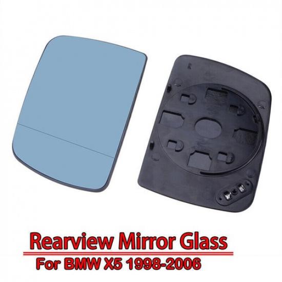 Car Rearview Mirror Glass Heated Blue Pair For BMW X5 E53 2000-2006 Left + Right
