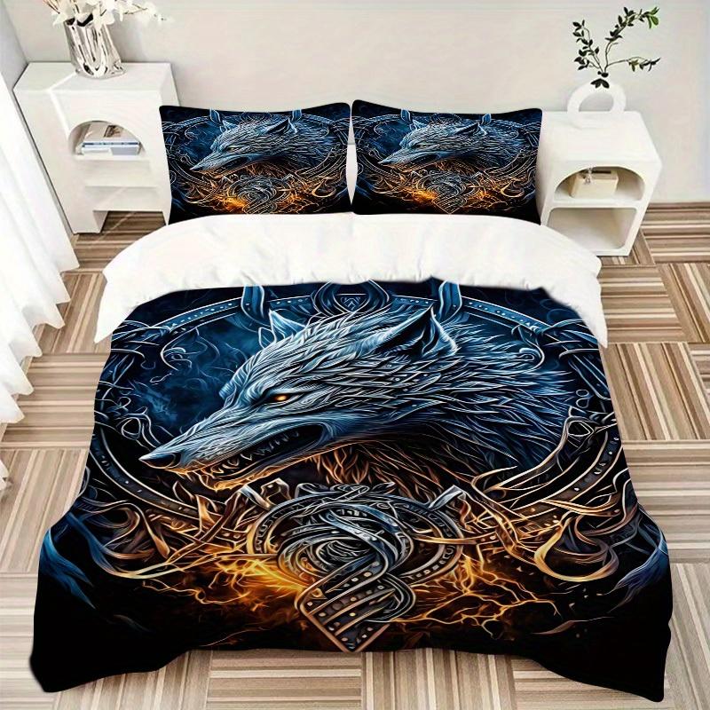 

3pcs Wolf Armor Bedding Set Down Comforter Cover and Pillowcases, Suitable for Guest Room Home Decoration All Seasons(No Insert) S0819066 135x200cm