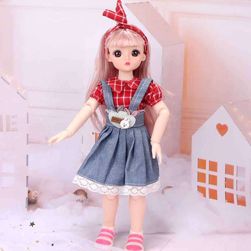 Mini muñeca articulada móvil de 30CM para niñas, juguete 3D con ojos grandes, trajes completos de princesa, colección de vestidos, regalo para niños