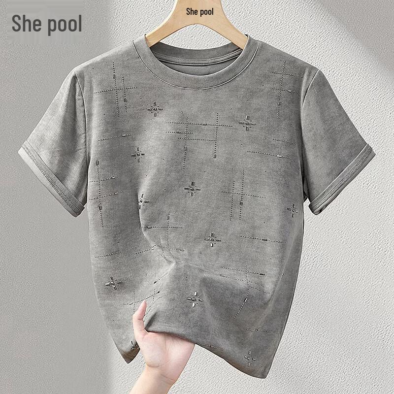 Women s Retro Rhinestone Short Sleeve T-Shirt M