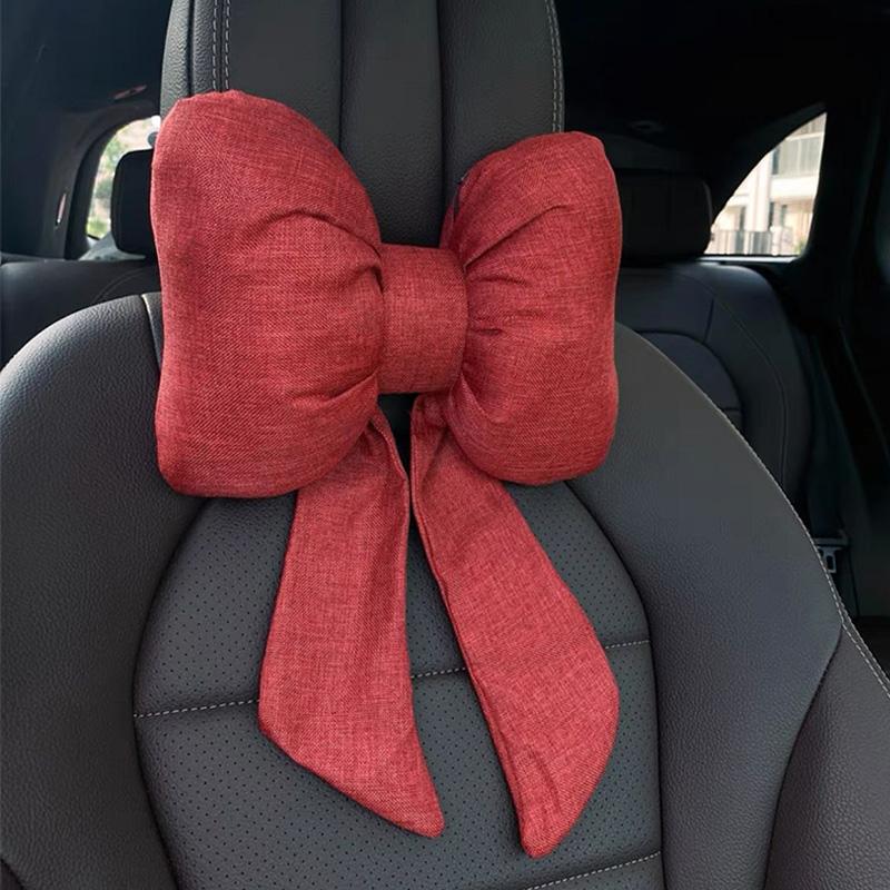 Fashion Car Interior Bowknot Neck Pillow Headrest Soft Bow