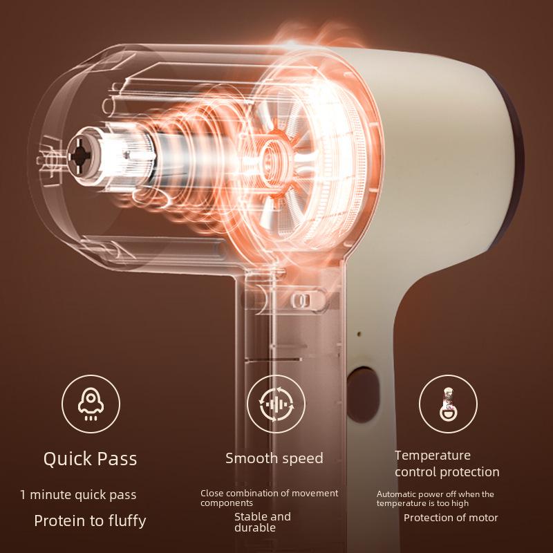 Mini-Hand-Eierschläger, kabellos, elektrisch: Automatischer Sahnequirl zum Backen
