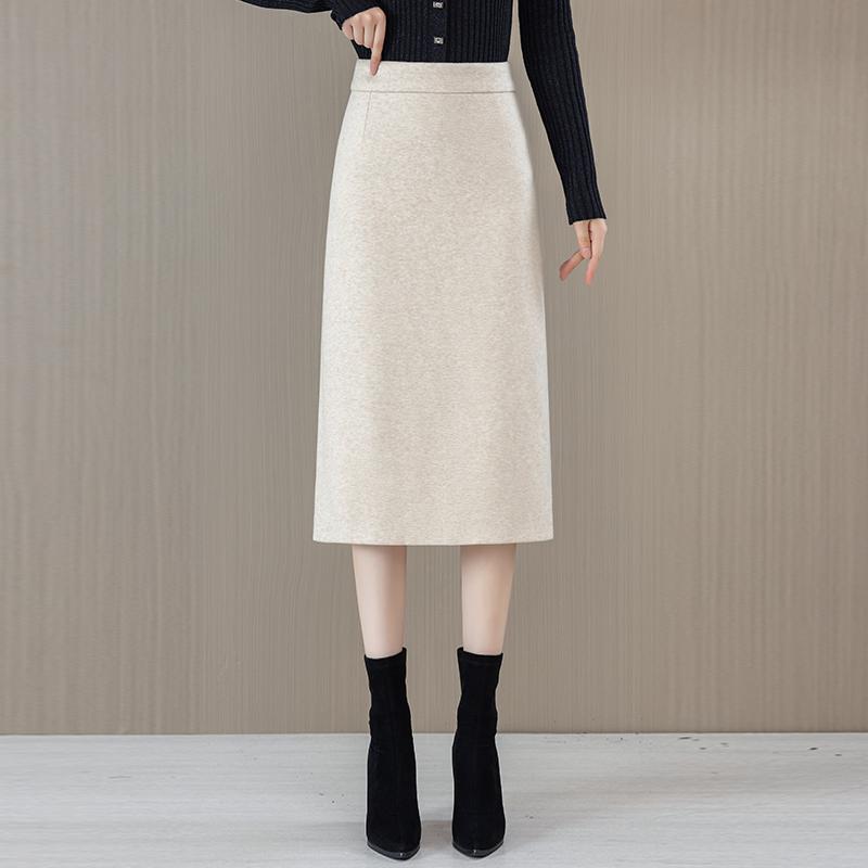 Woolen High-Waist A-line Midi Skirt for Women - Spring/Autumn 2025 Collection