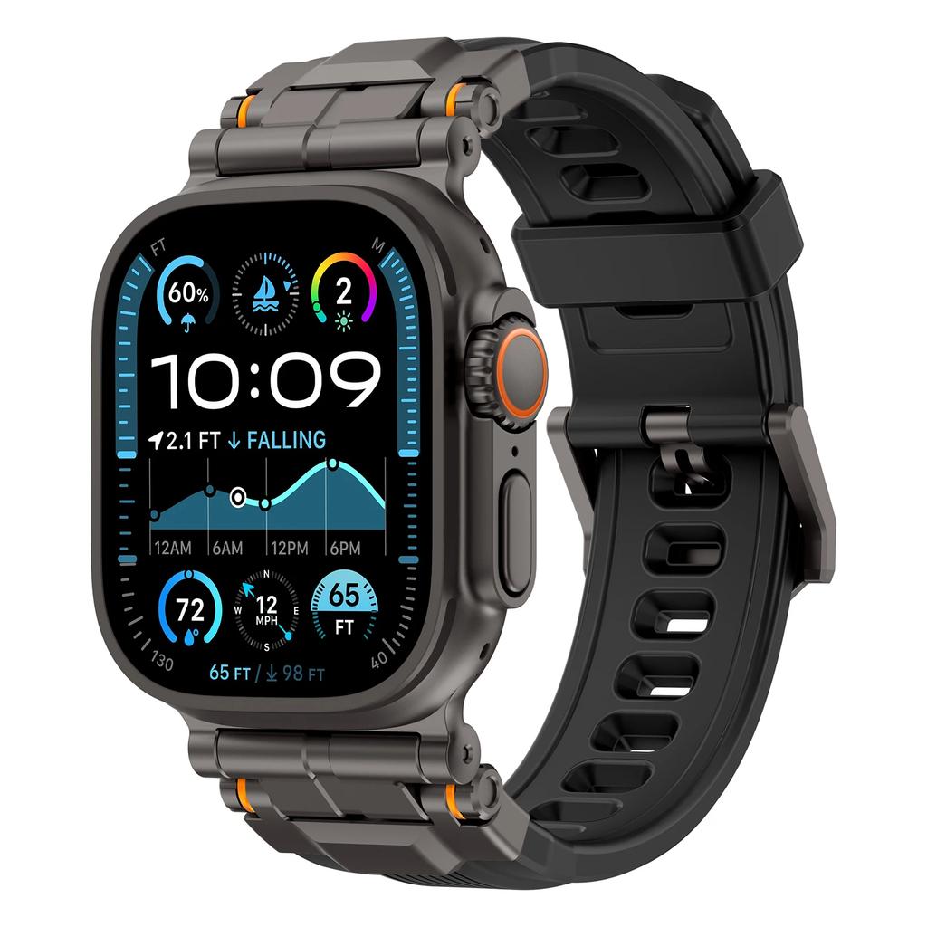 Rubber Strap for Apple Watch Ultra 2 Series 10 9 8 7 Se 6 5 Band Stainless Steel Bracelet for iWatch Ultra 49mm 10 46mm 44 45mm