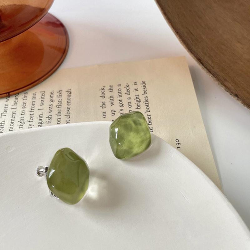 Irregular Geometric Clip On Earrings For Women Non Pierced Candy Color Resin Jewelry Ear Cuff Earring Daily Accessories