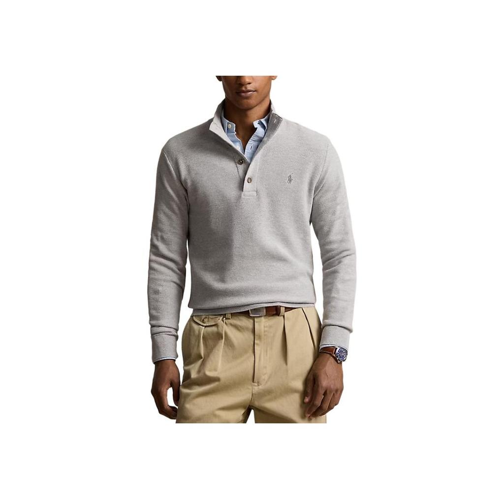 Polo Ralph Lauren Logo Embroidered Solid Color Mock Neck Pullover Sweater Men sweater Gray 710918165-007