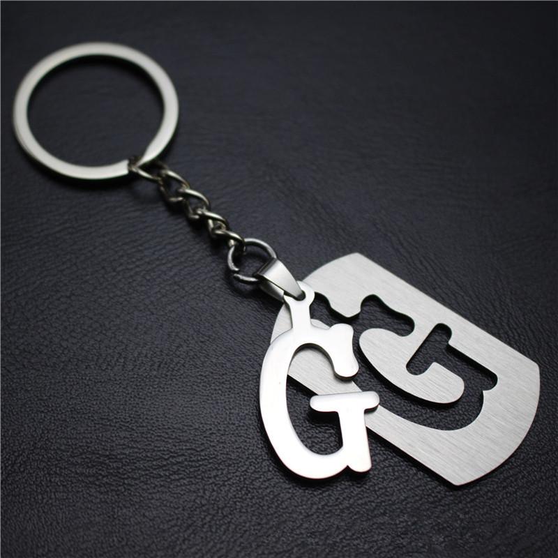 2022 DIY A-Z Letters Key Chain For Name Silver Color Steel Keychain Women Men Car Key Ring Simple Key Holder Party Gift