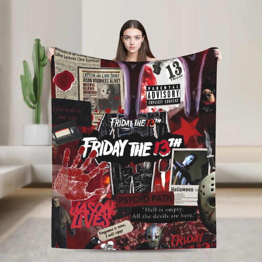 שישי יום שישי ה-13 ג'ייסון וורהיס שמיכה פיקניק פלנל מצעים כיסויים לחוץ חם מותאם אישית DIY איכותי כיסוי מיטה מתנה