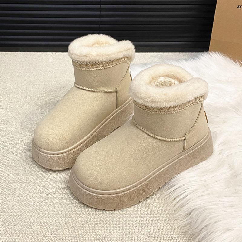 Autumn and Winter New Wool Thick-soled Short Snow Boots Women's Foreign Trade Large Size Round Head Foot Thickened Cotton Shoes