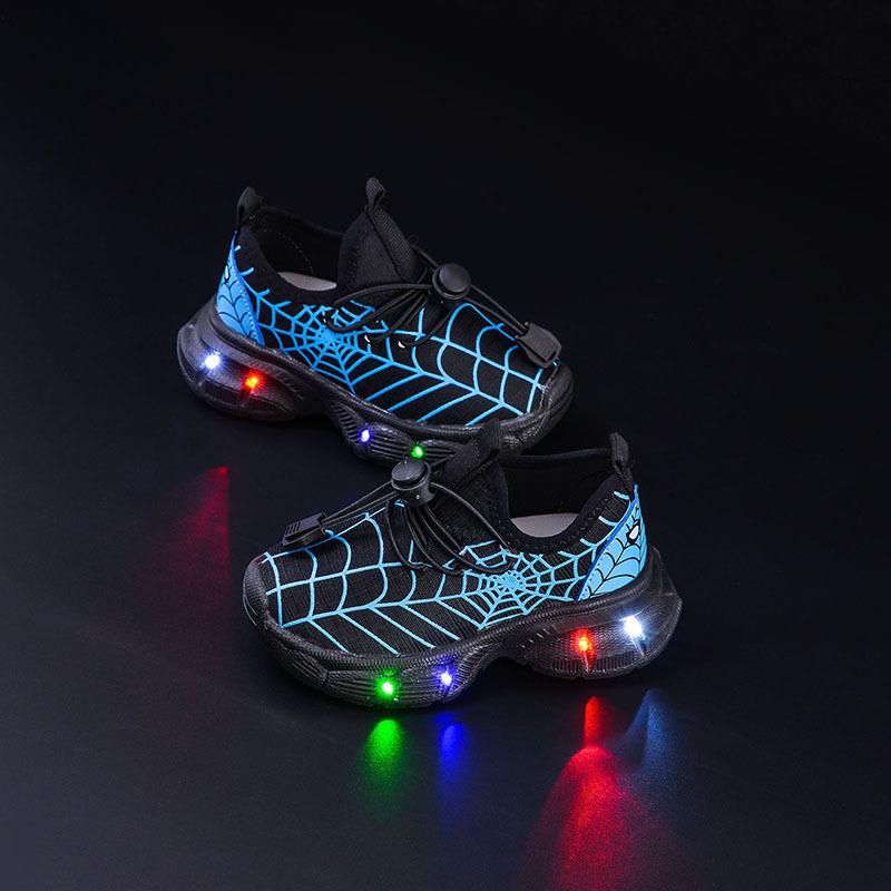 Children's LED Light-emitting Sports Shoes Spring and Autumn Boys Sports Breathable Comfortable Casual Shoes