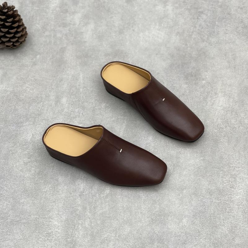 

Fashion GKTINOO 2025 Summer New Square Toe High Heels Casual Handmade Genuine Leather Breathable Women s Wedges Slippers 40 кофейный