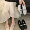 French Thick Heel Bag Head Half Slippers Outer Wear Women's Shoes Summer 2025 New Rhinestone Word with Bow Single Shoes