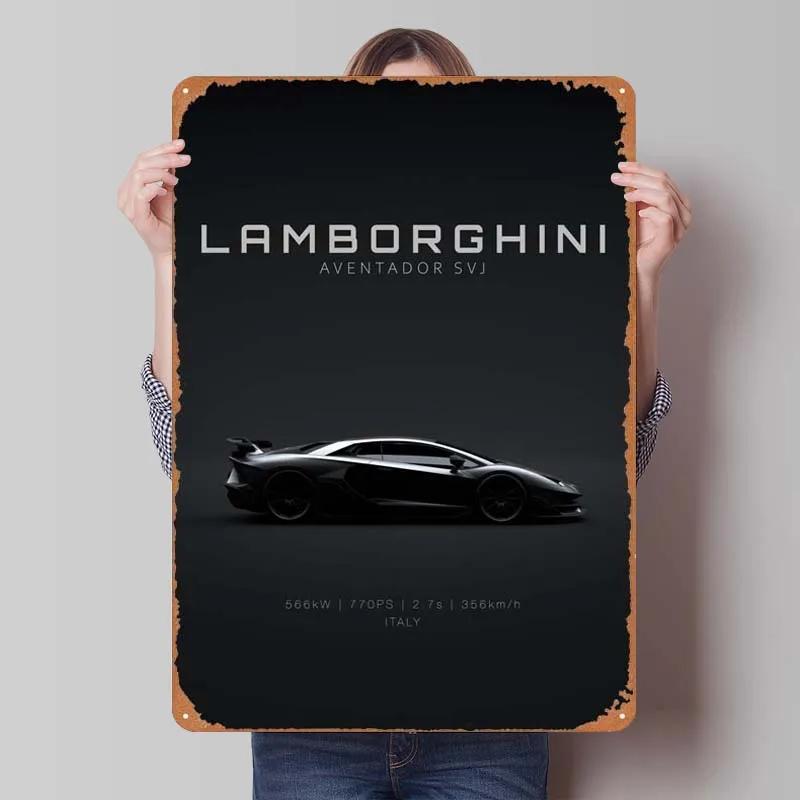 Lamborghini Tinplate Sign Cars Poster Decoration for Home Decor Items Retro Metal Sign Plaque for Garage Wall Art Decoration