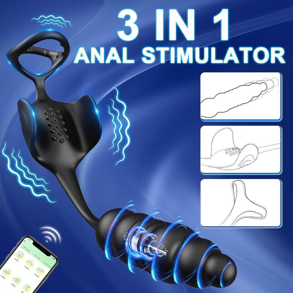 Vibrating Cock Rings With Anal Vibrator Dildo Prostate 9 Thrusting & Vibrating Modes P Spot Stimulation Sex Toy for Couples