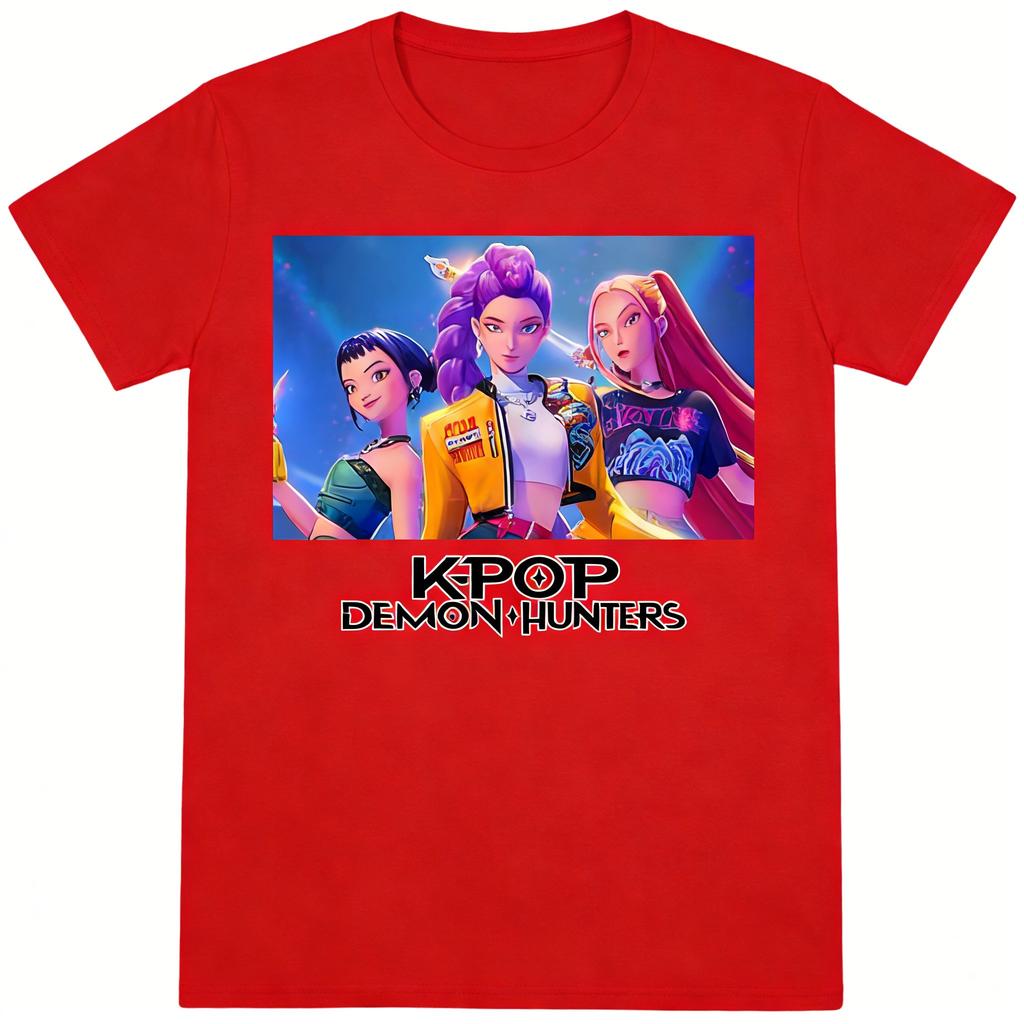 Camiseta Gráfica de Cazadores de Demonios Kpop Anime para Mujer Hombre Manga Corta 2026 Verano Streetwear Estampado de Grupo de Chicas Coreanas Tops de Moda