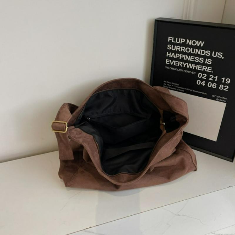 French Style Minimalist Shoulder Bag New Large Capacity Suede Tote Bag Vintage Versatile Handbag